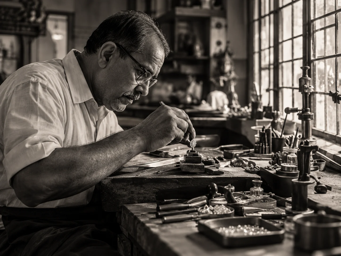Master jeweller at work